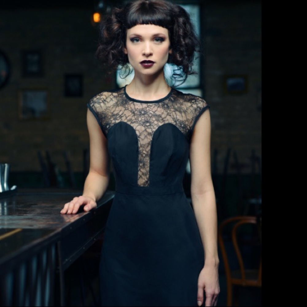 Gorgeous black lace midi dress- American made
