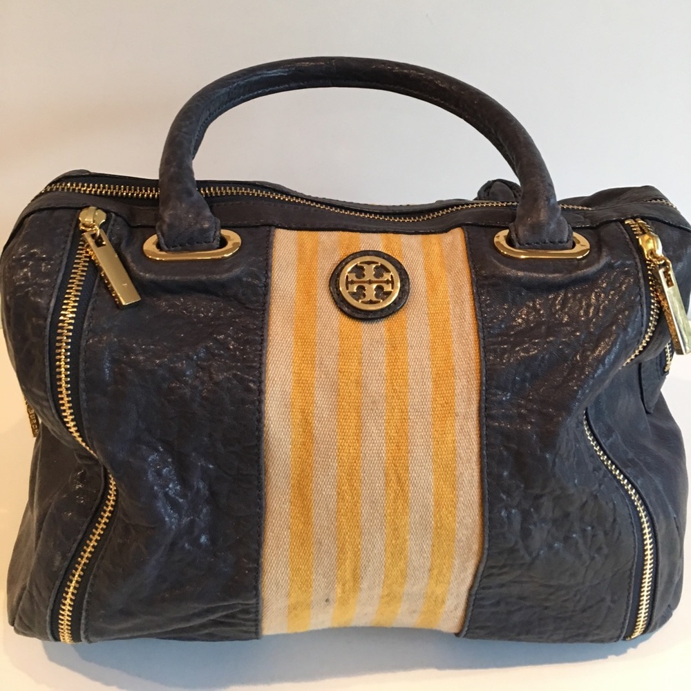 Tory Burch Navy Satchel EUC