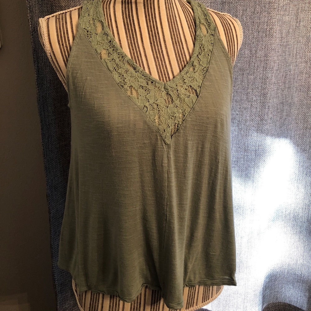 High low lace tank top