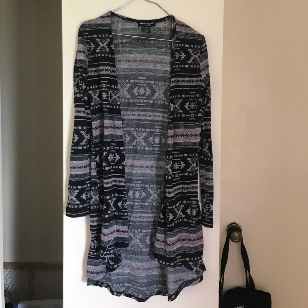 LONG tribal cardigan size xs