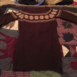 Brown and tan snowflake sweater