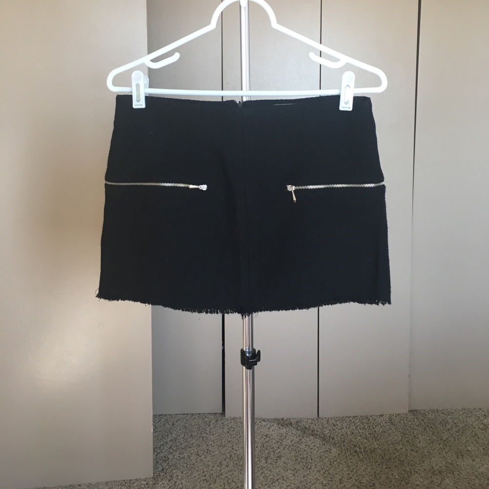 Zara wool black tweed zipper mini skirt