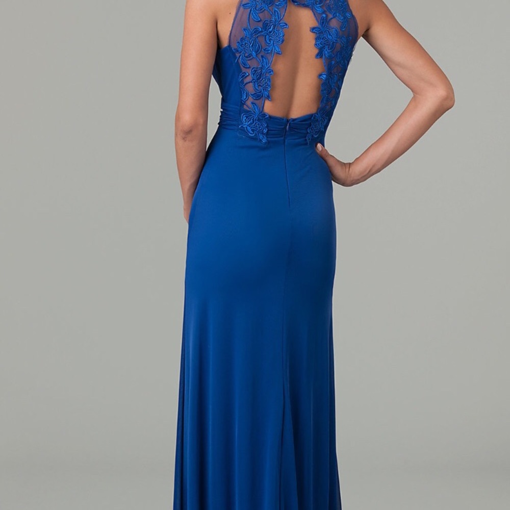 Tawny Blue lace back long evening dress Size Small
