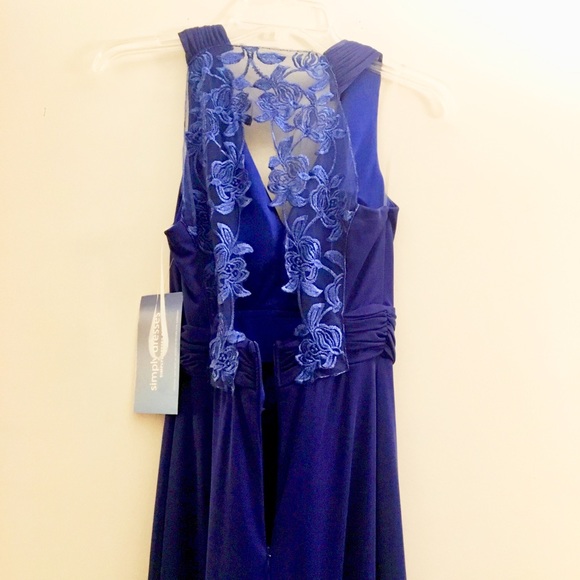 Tawny Blue lace back long evening dress Size Small - Picture 4 of 7