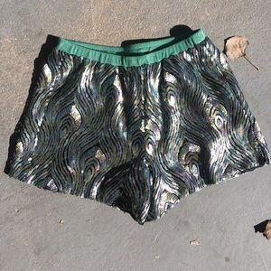 Peacock sequined shorts