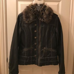Moto Jacket with Removable faux fur collar