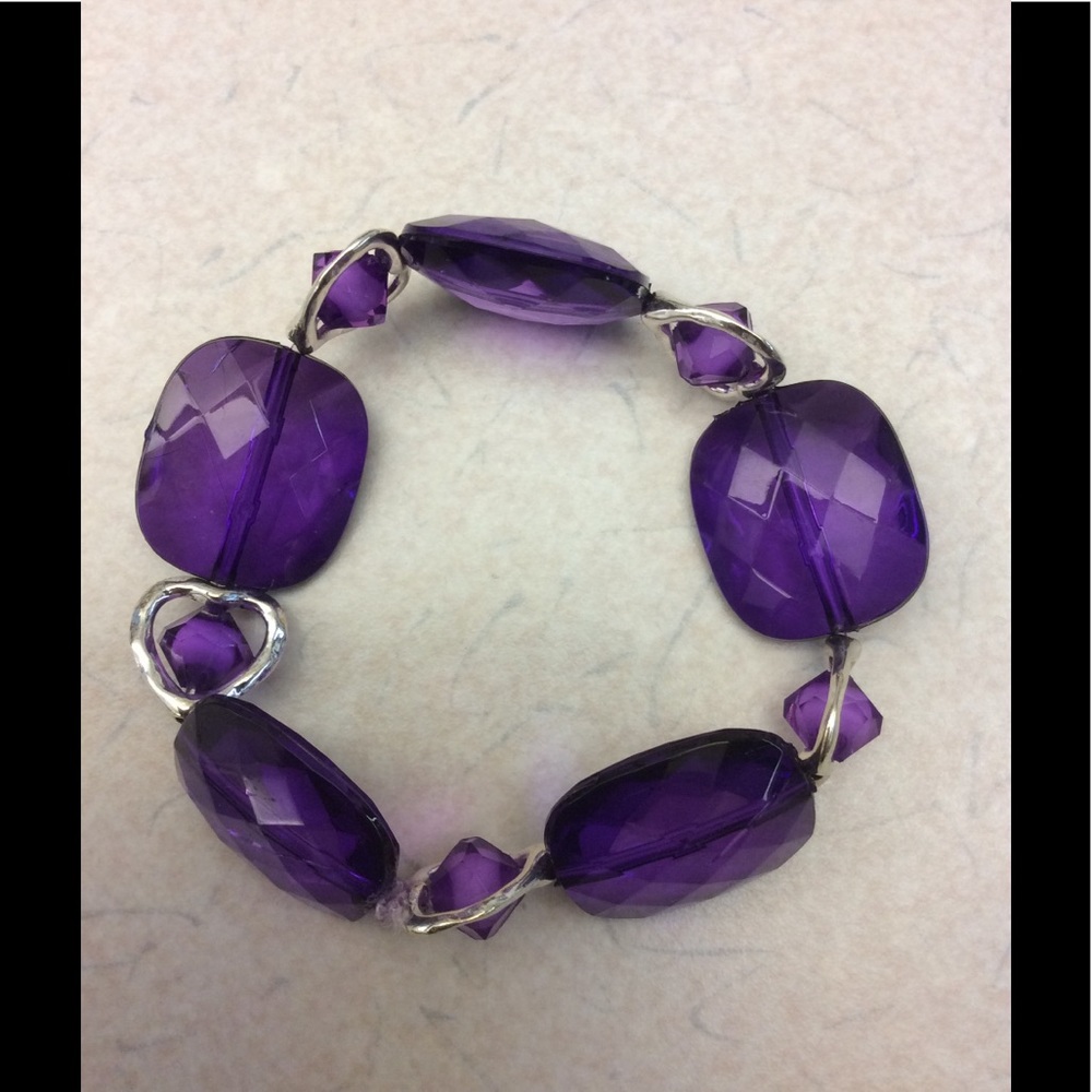 Purple/Silver Heart Bracelet