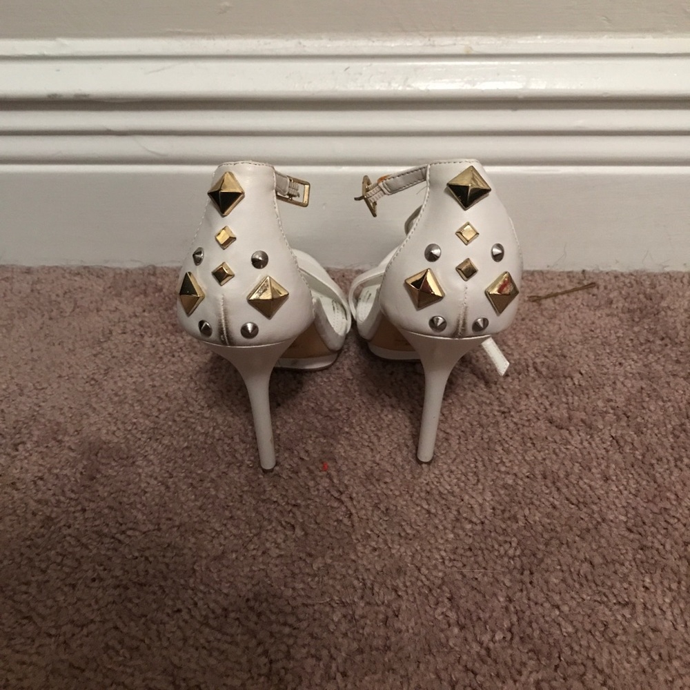 White strap heels