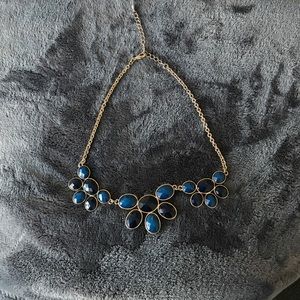 blue and gold gem necklace