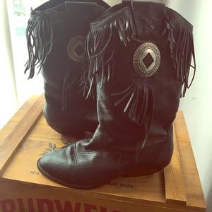 Western leather fringe boots