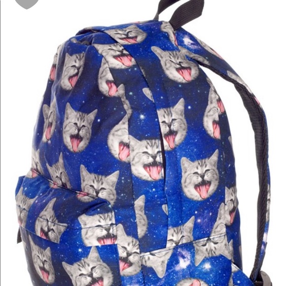 GALAXY GREY CATS BLUE SCHOOL BACKPACK - Picture 2 of 6