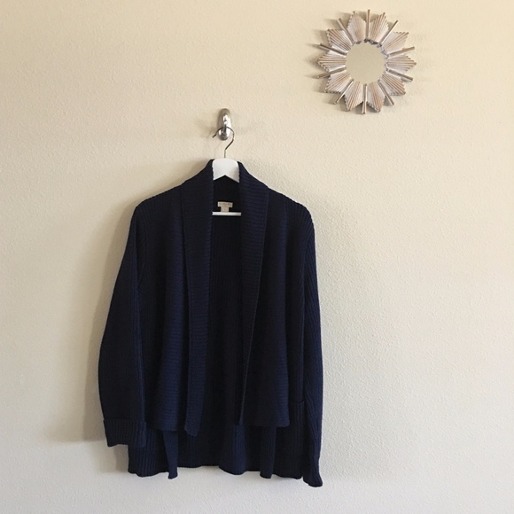 J. Crew Factory Cotton Sweater-Jacket in Navy - Picture 2 of 5