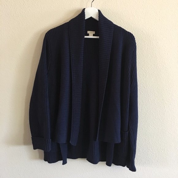 J. Crew Factory Cotton Sweater-Jacket in Navy - Picture 3 of 5