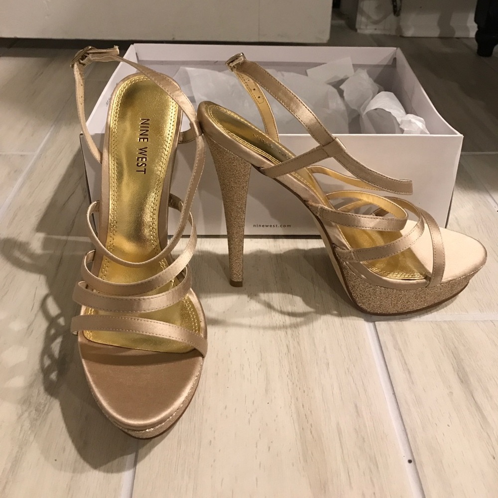 Nine West gold strappy sandals