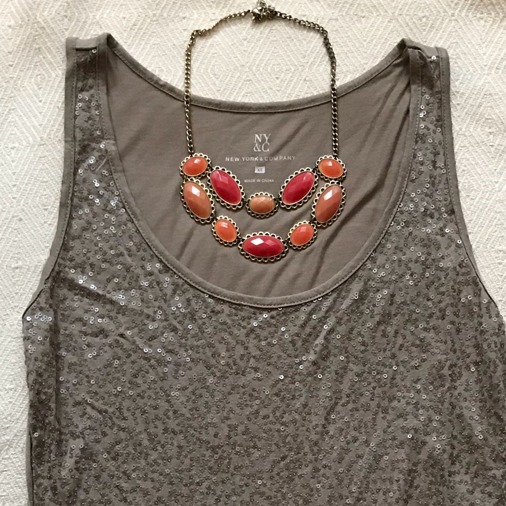 Light brown sequin tank top