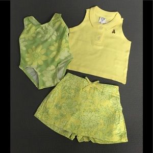 Baby GAP Top, Skort & Bathing Suit. NWT