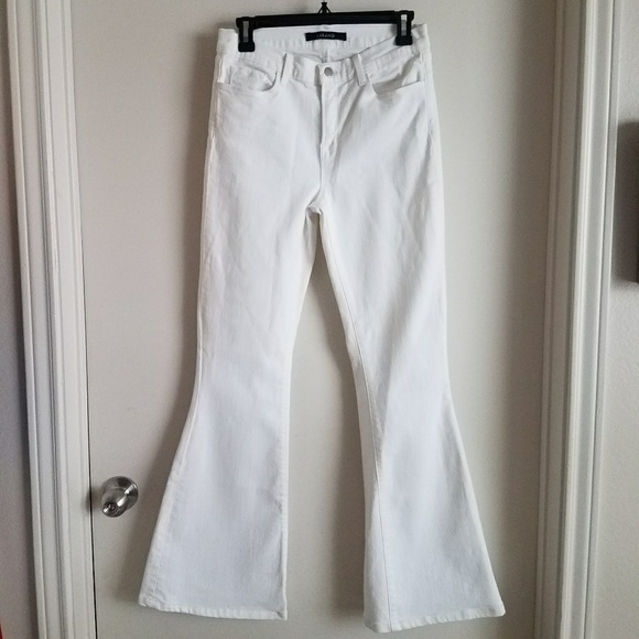 J Brand Denim - J BRAND white denim blanc front flare jeans