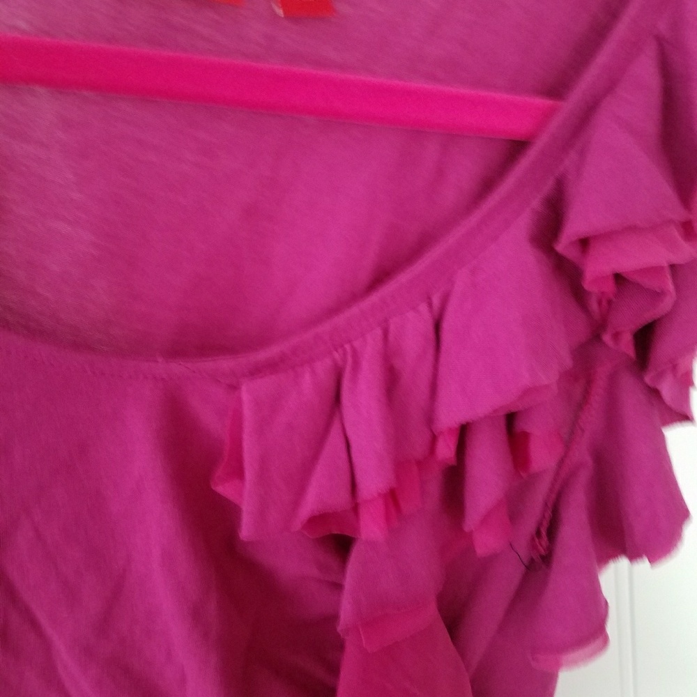 ELLE FUCHSIA SLEEVELESS RUFFLE TOP - Picture 4 of 5
