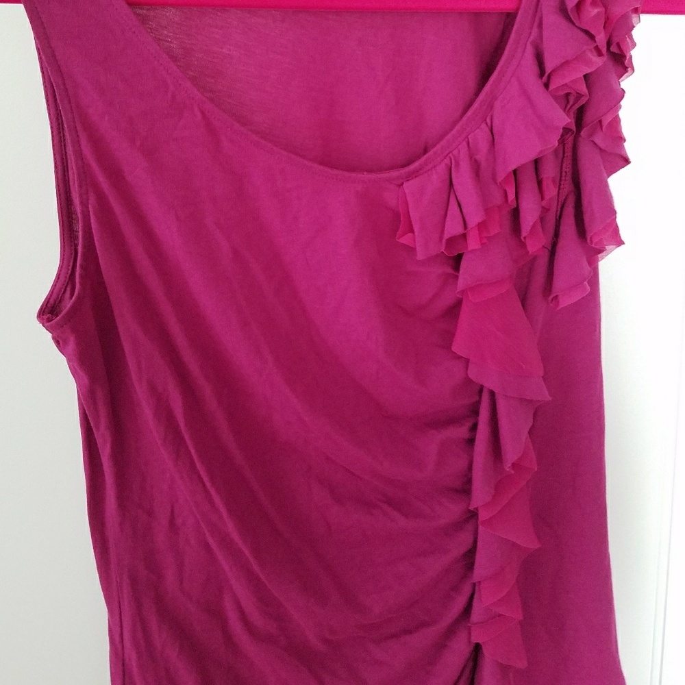 ELLE FUCHSIA SLEEVELESS RUFFLE TOP - Picture 5 of 5