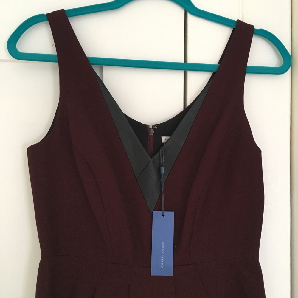 Rebecca Minkoff Maroon And Black leather dress