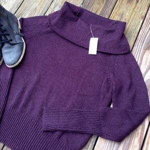 NWT LOFT Plum Cowl Neck Sweater!