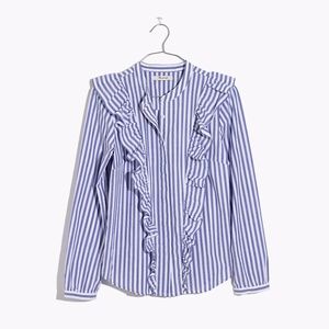 Madewell Striped Ruffle Front Blouse