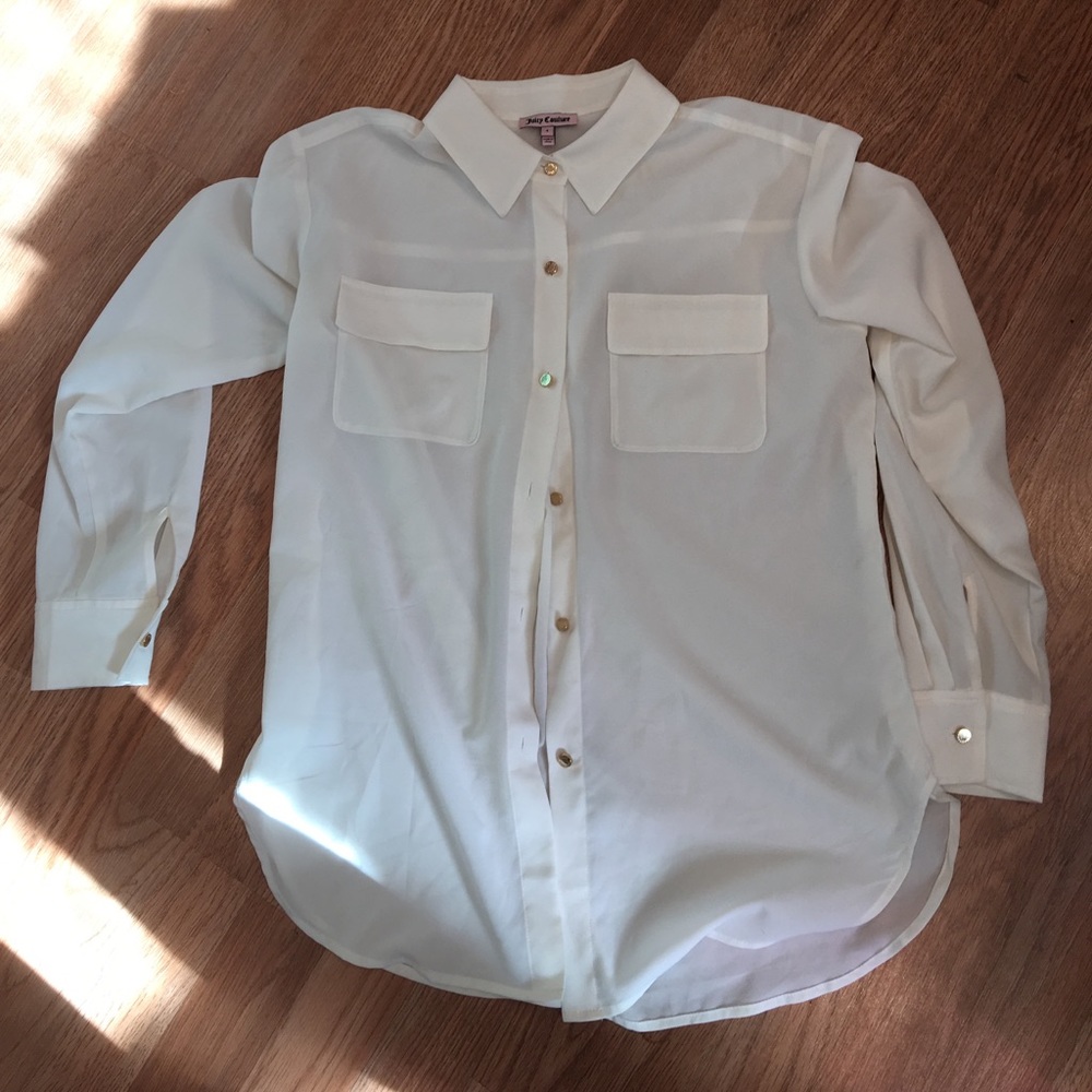 Juicy Couture Size 4 Off White Blouse