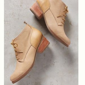 Anthropologie Two tone block heel booties