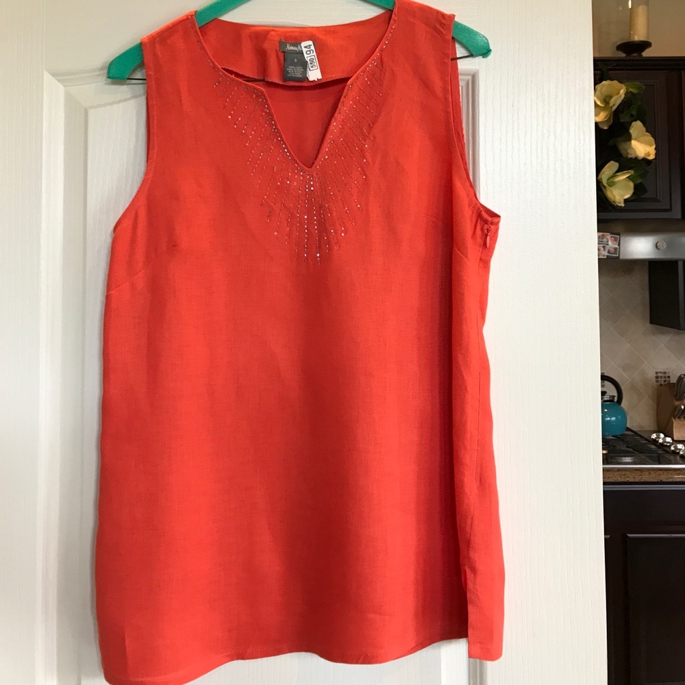 Neiman Marcus Orange linen top