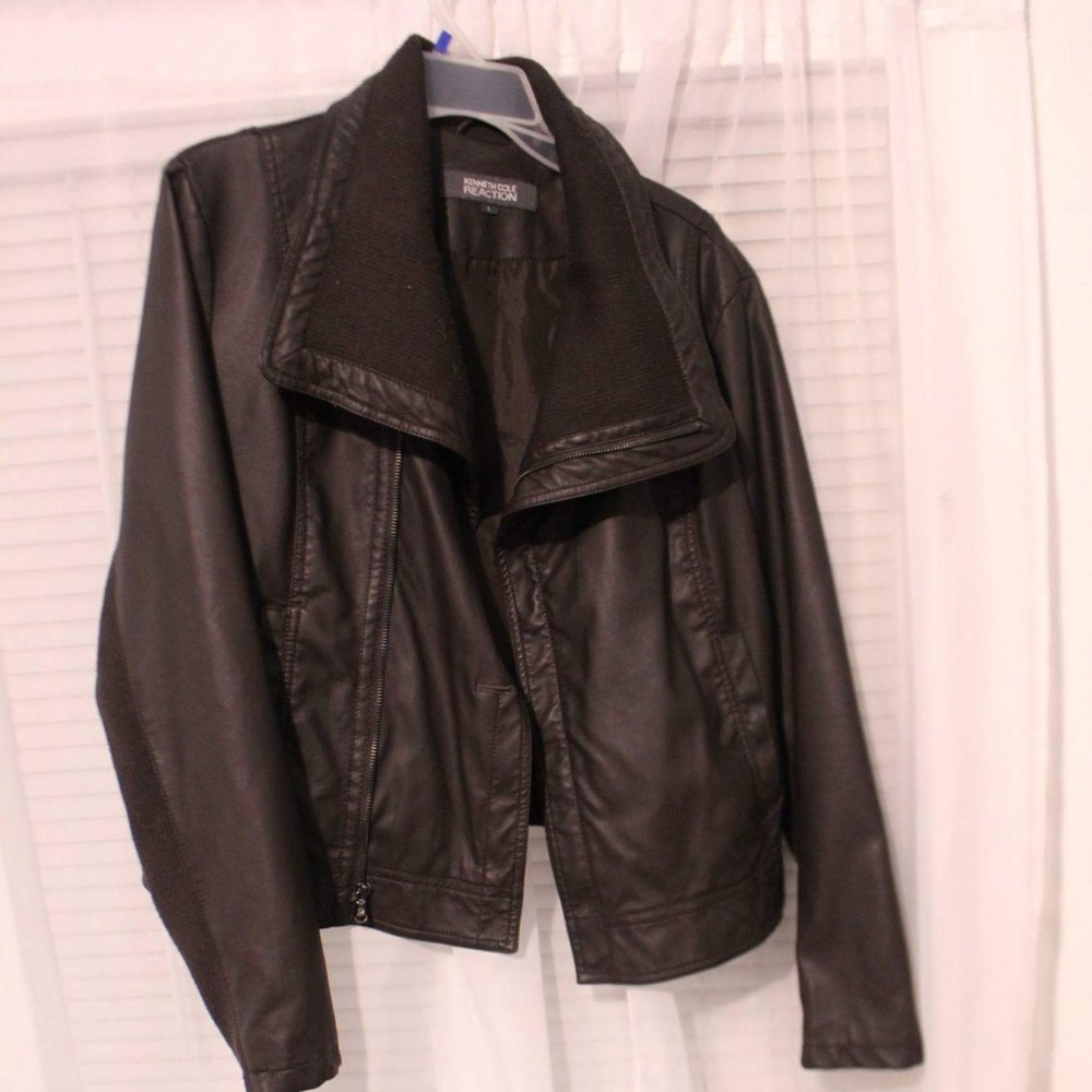 Kenneth Cole faux leather moto jacket