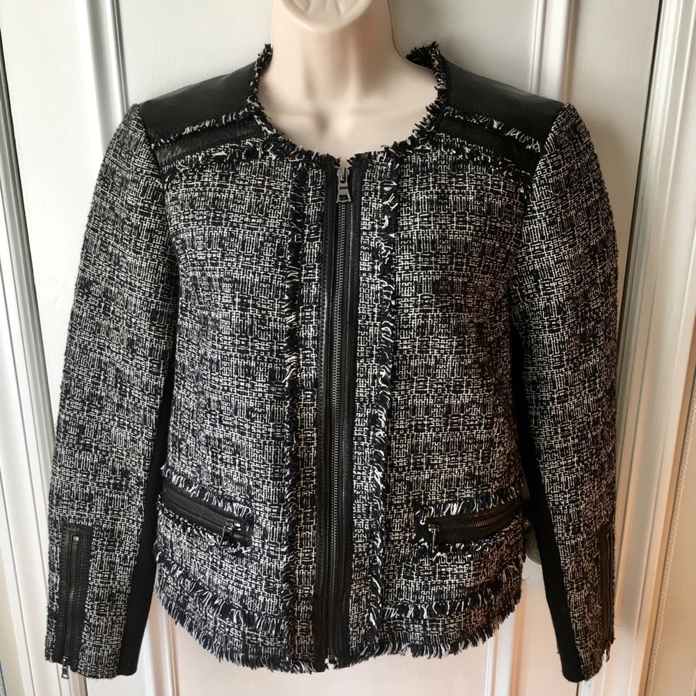 REBECCA TAYLOR COTTON/LEATHER JACKET