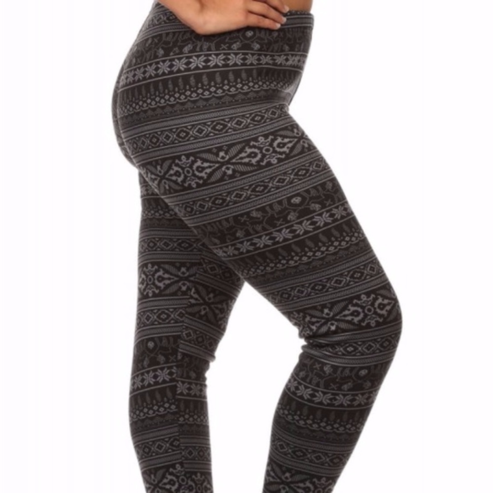 ➕ [Plus] Snowflakes & Reindeer Fur Leggings - Picture 2 of 4