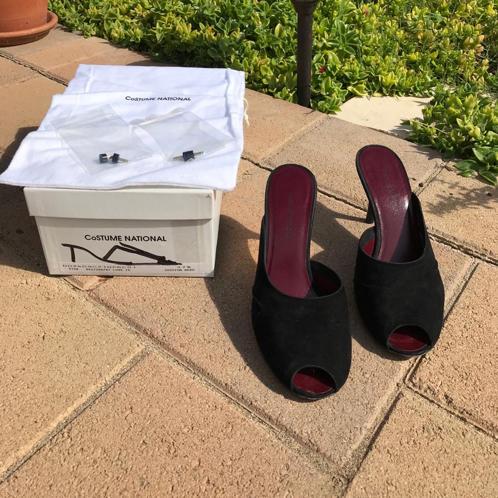Costume National black suede slipper pumps 7.5