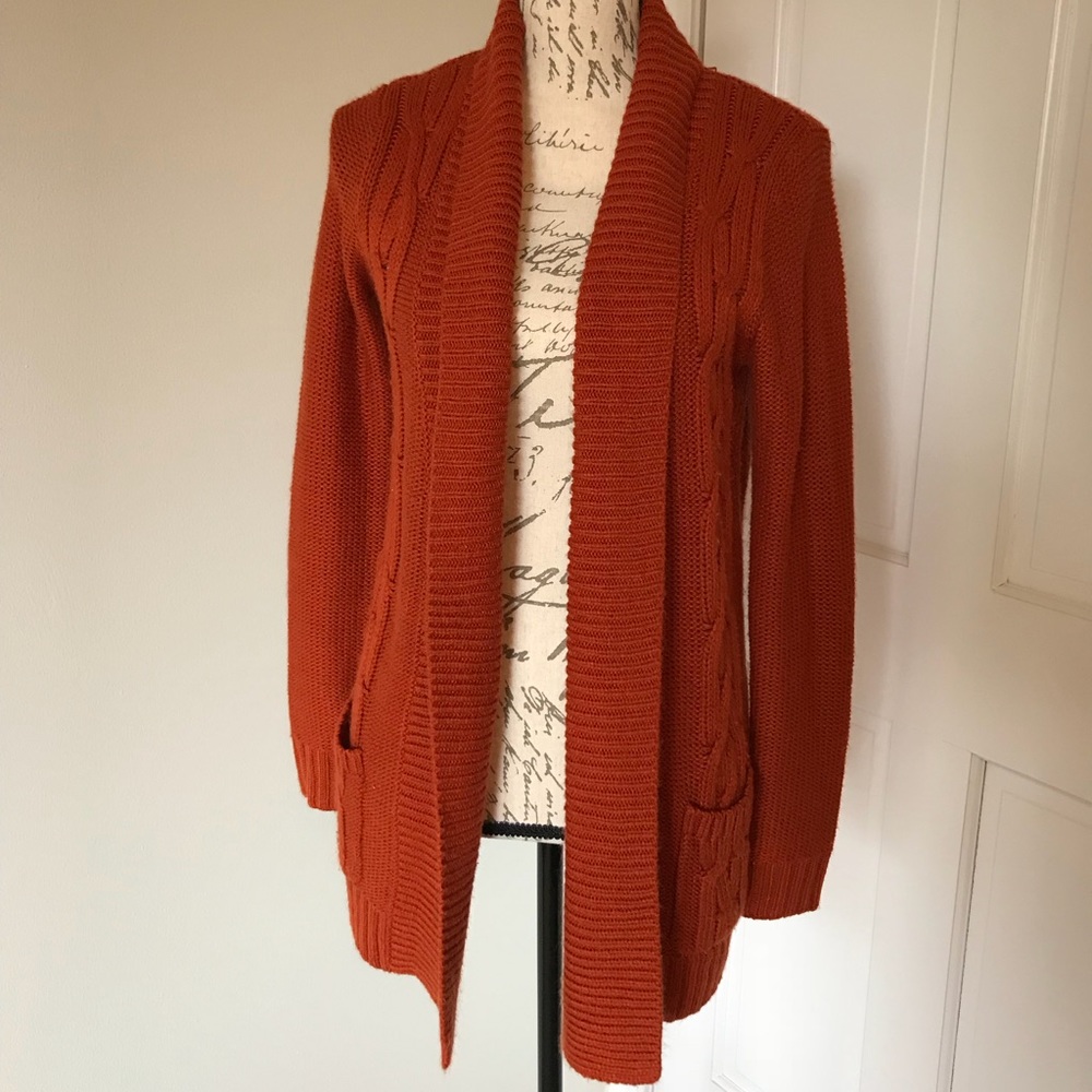 Burnt orange cardigan sweater