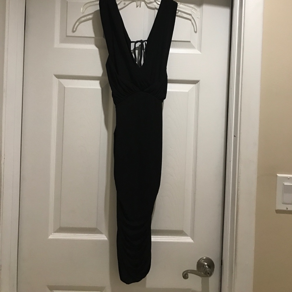 Sexy Open Back Black Dress