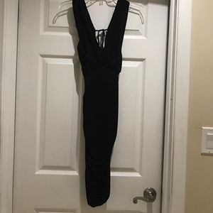 Sexy Open Back Black Dress