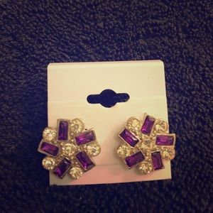 Purple and Diamond Accented Earrings