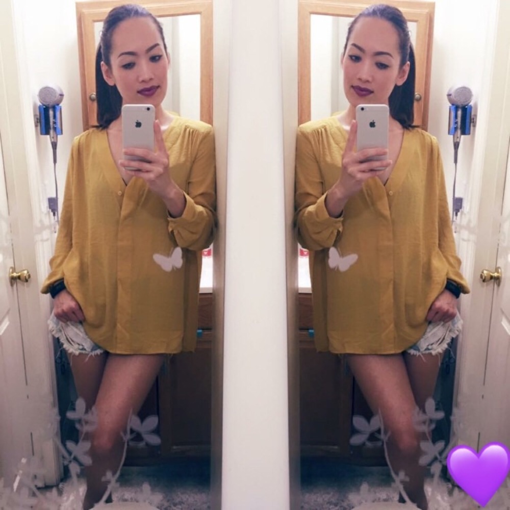 H&M mustard yellow blouse 🤘