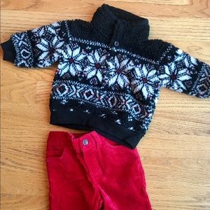 Ralph Lauren pullover sweater and red corduroy SET