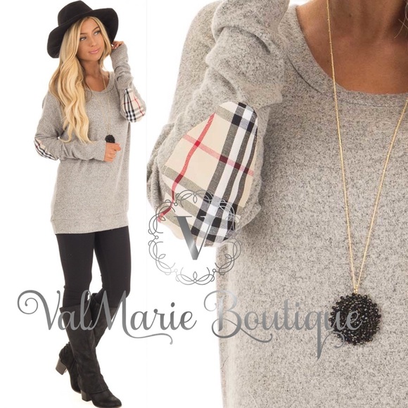 📍ONLY 2 LEFT📍SOFTEST EVER plaid elbow patch top - Picture 2 of 3