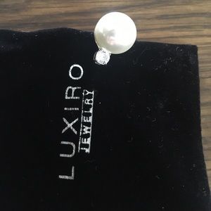 Clip-on Faux Pearl and Crystal Stud Earrings