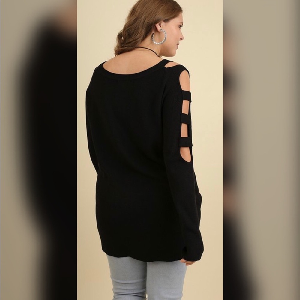 ✅✅PLUS✅✅Halee Knit Sweater with Cutout Sleeves - Picture 3 of 3