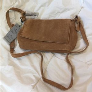 NEW Zara camel suede leather crossbody bag
