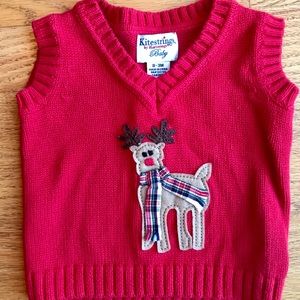 Baby red holiday sweater vest. Hartstrings. 3 mo