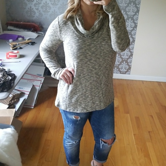 🔴5/$30!  Mocha Cowl Neck Top - Picture 3 of 6