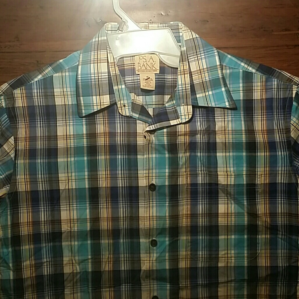 JoS A. Bank Plaid Button down