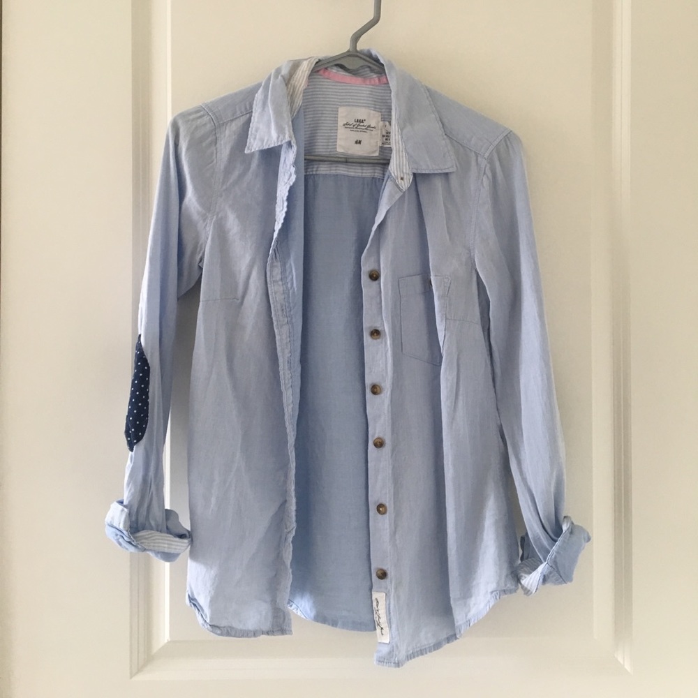 Button down with patched elbows