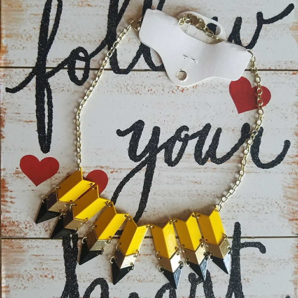 Yellow and Black Arrow Necklace