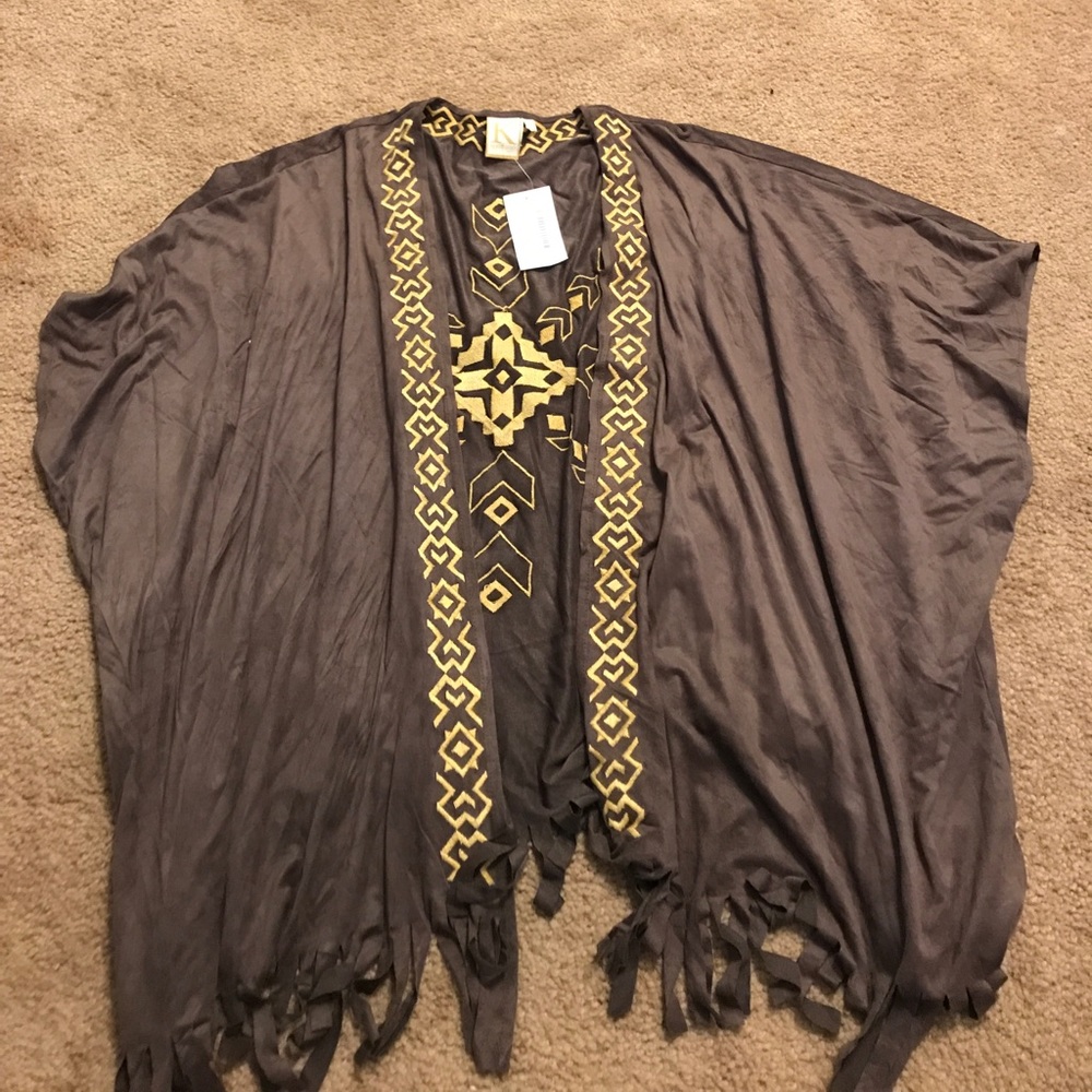 Faux suede kimono