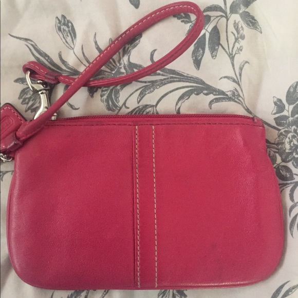 Hot Pink Leather Wristlet - Picture 1 of 3